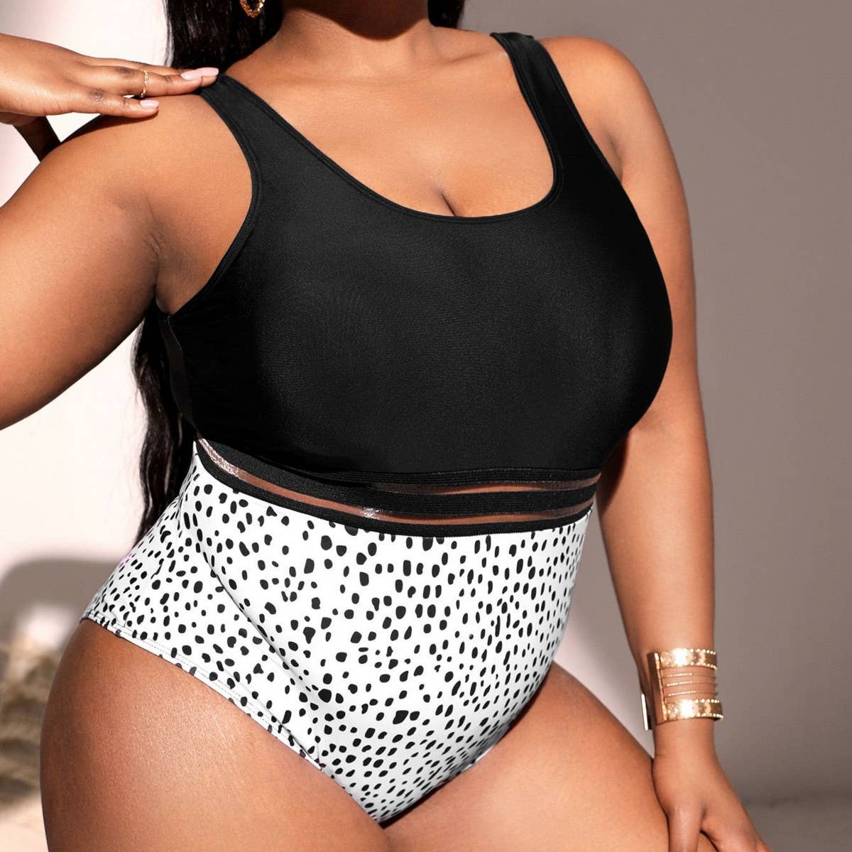 SIMPLE PRINTED ONE-PIECE BIKINI SWIMSUIT_CWMW0230