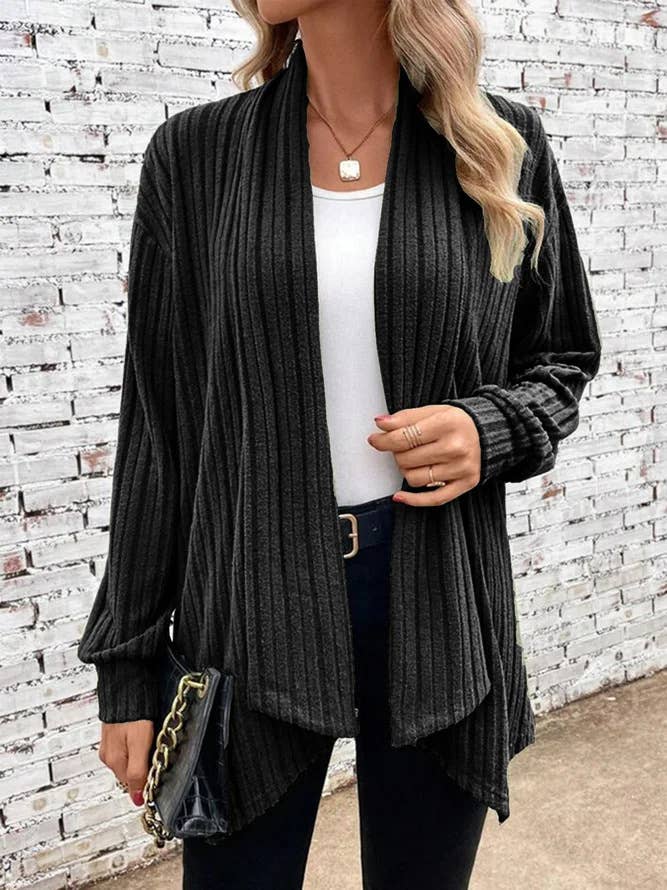 SOLID COLOR LOOSE UNBUTTONED CARDIGAN JACKET