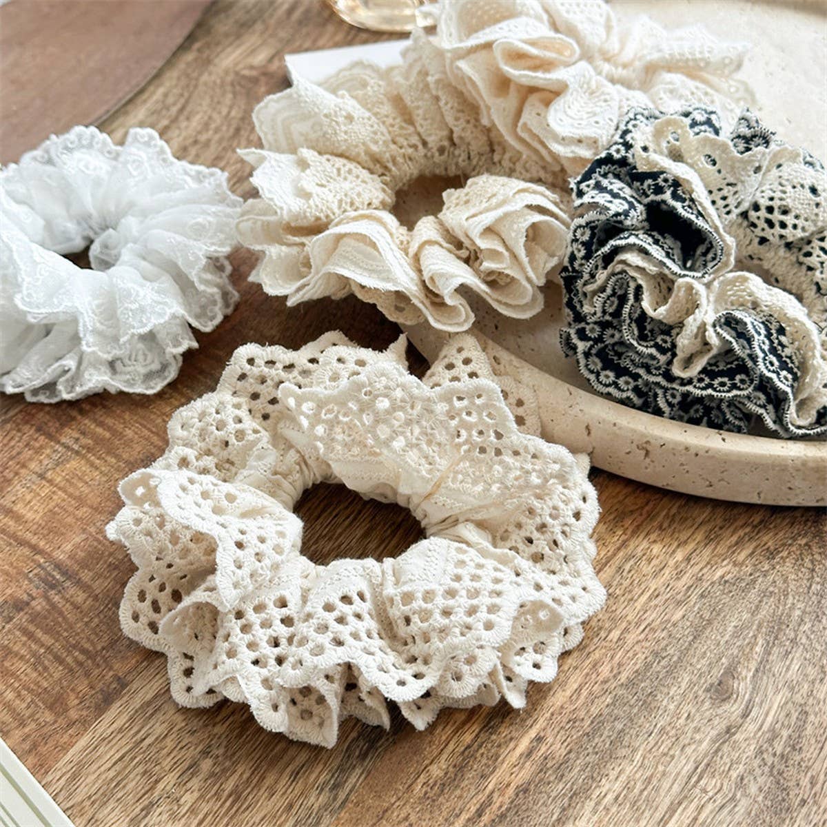 MULTI-LAYER HOLLOW PLEATED HAIR RING HAIR ROPE_CWAHA1368