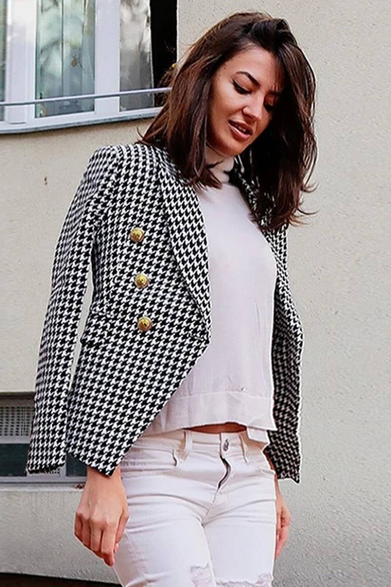 CWOCO0955_SOLID COLOR DOUBLE-BREASTED SHORT SUIT COATS