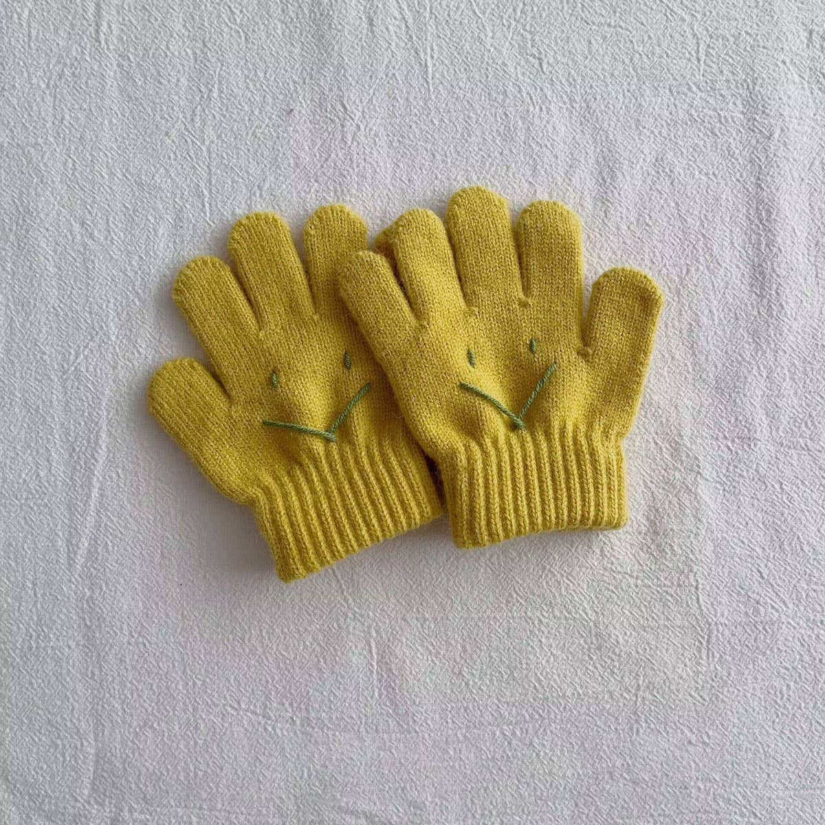 WINTER CUTE SMILEY FACE CHILDREN'S KNITTED GLOVES_CWAG0497