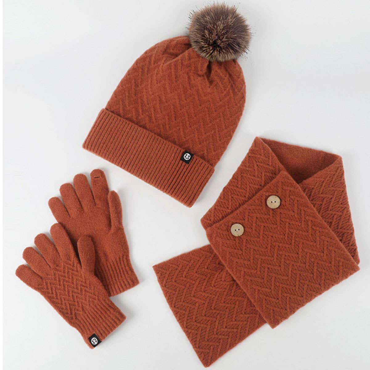 COLD-PROOF WOOL BALL KNITTED THREE-PIECE SUIT