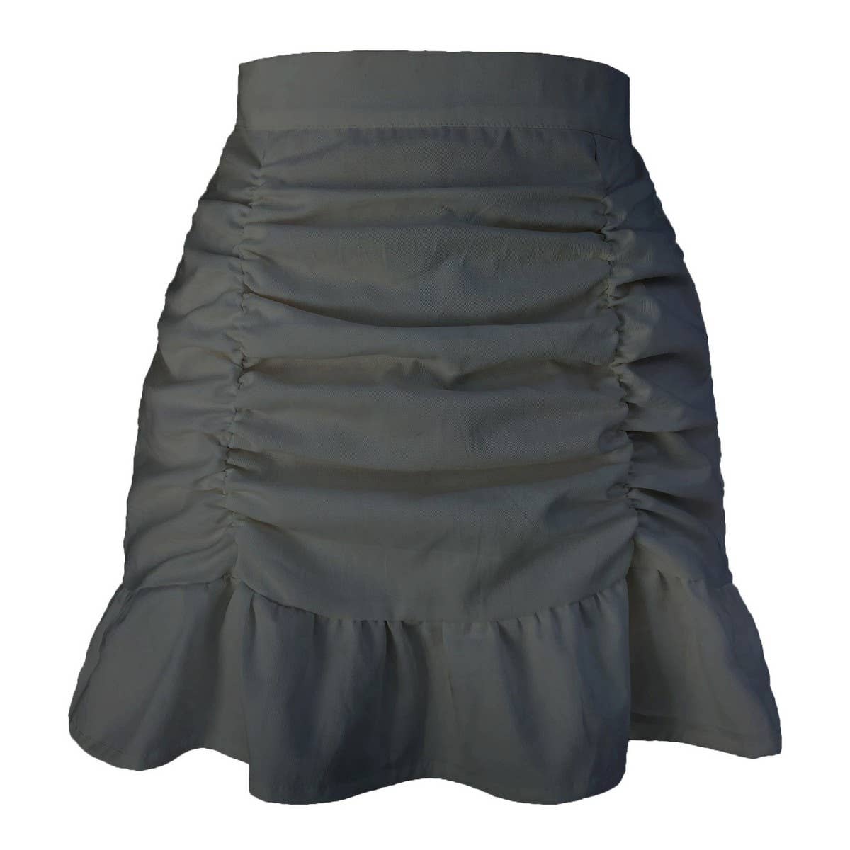 SOLID COLOR PLEATED RUFFLE ZIPPER SKIRT_CWBSS0388