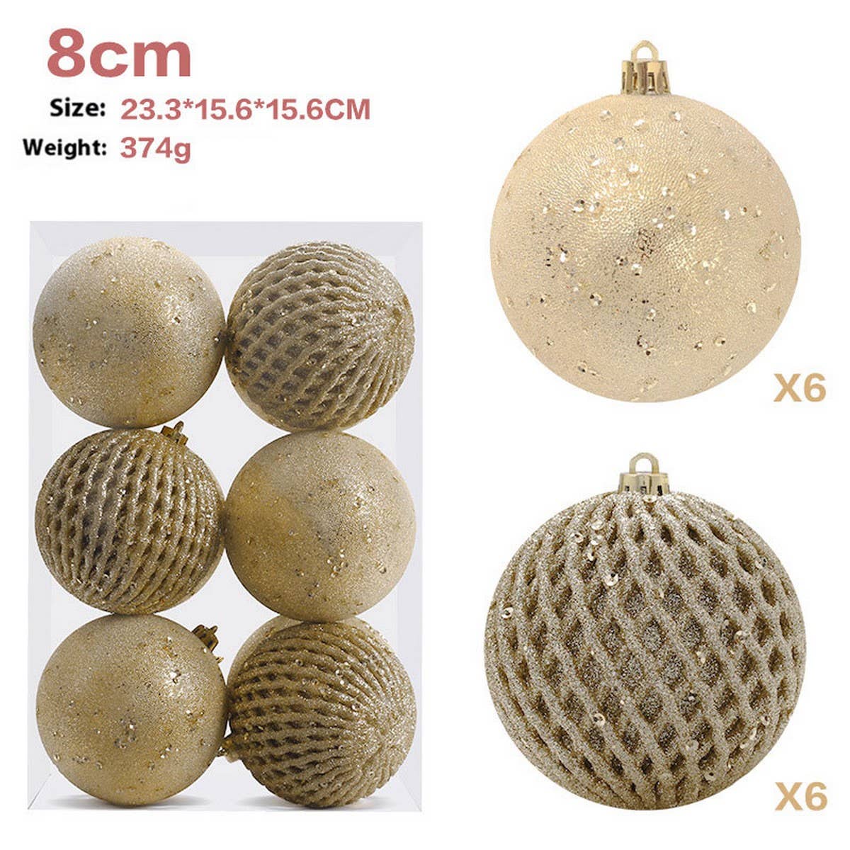 8CM 12PCS Glitter Xmas Ball Ornament Set_CWMM9871