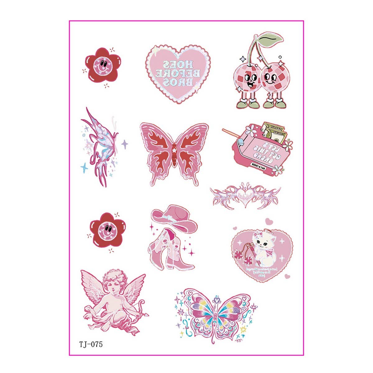 Pink Barbie Style Holographic Tattoo Stickers_CWMM8369