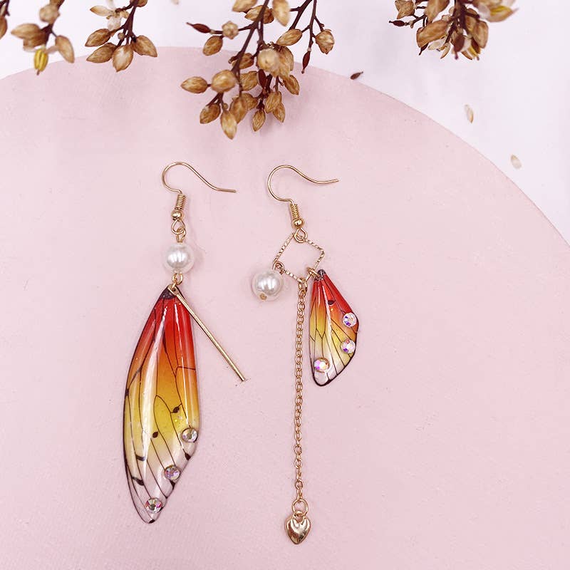 Fashionable imitation cicada wing earrings