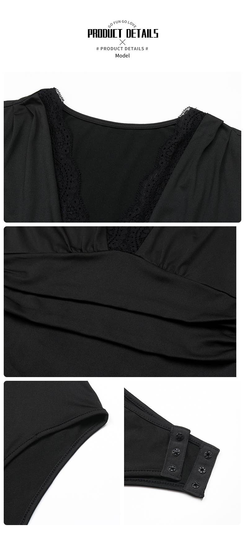 Lace patchwork V-neck jumpsuit