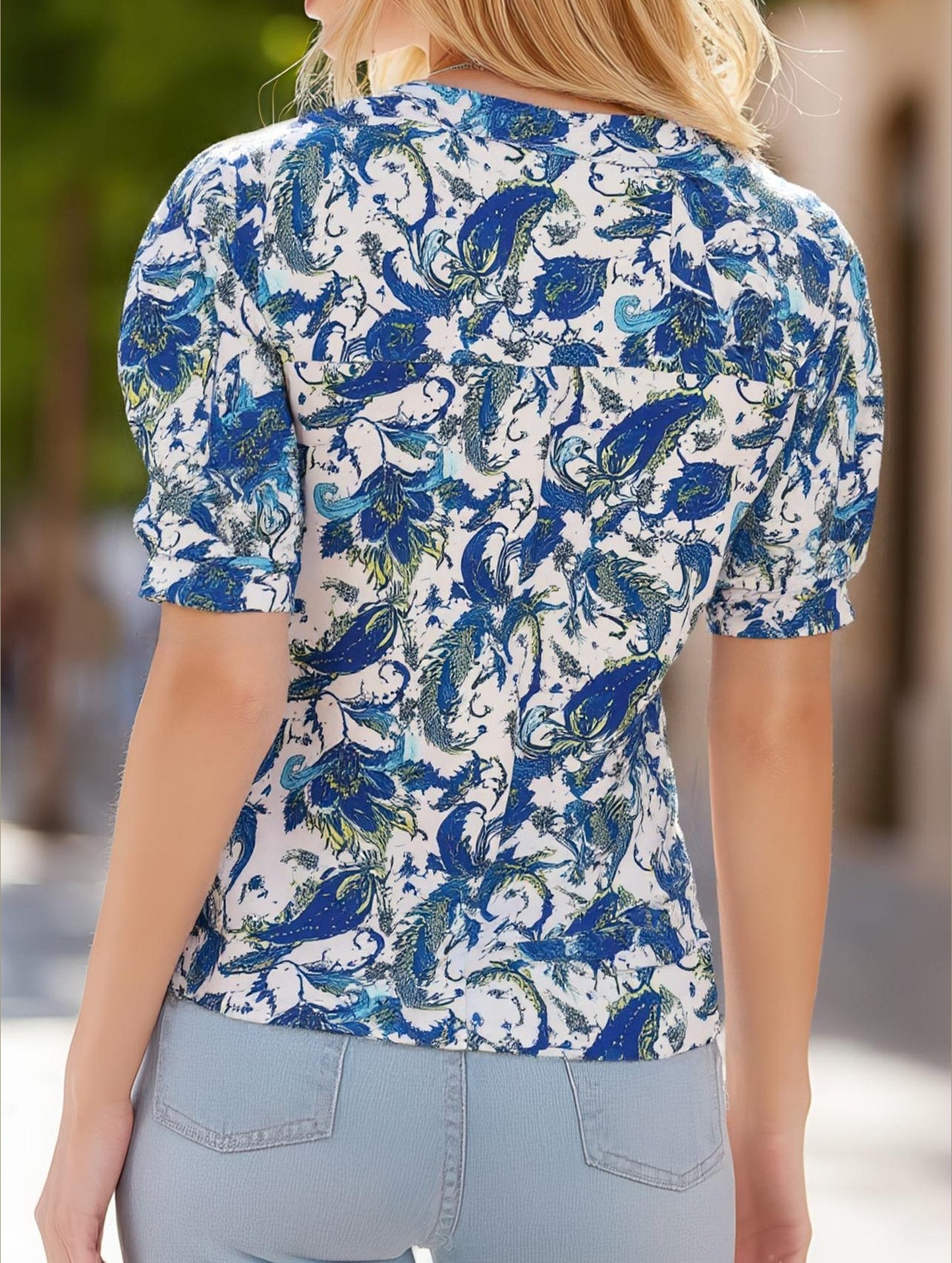 V-Neck Loose Short Sleeve Printed T-Shirt ??Comfortable & Trendy Casual Wear