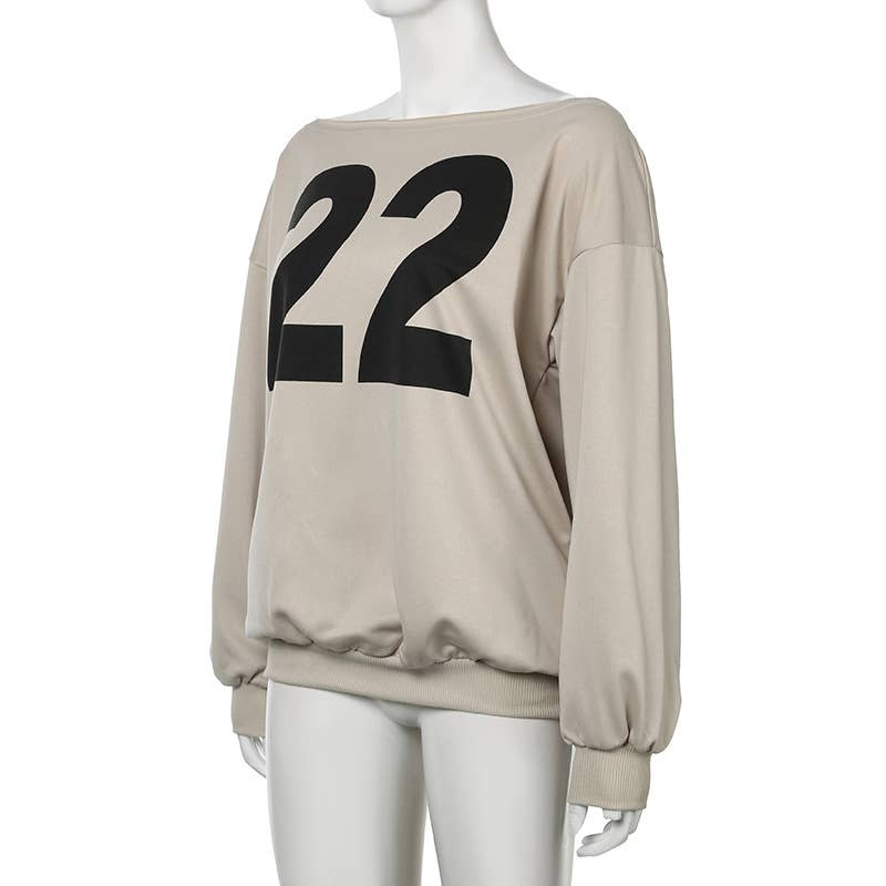 VINTAGE DIGITAL PRINT LOOSE CREW NECK HOODIE