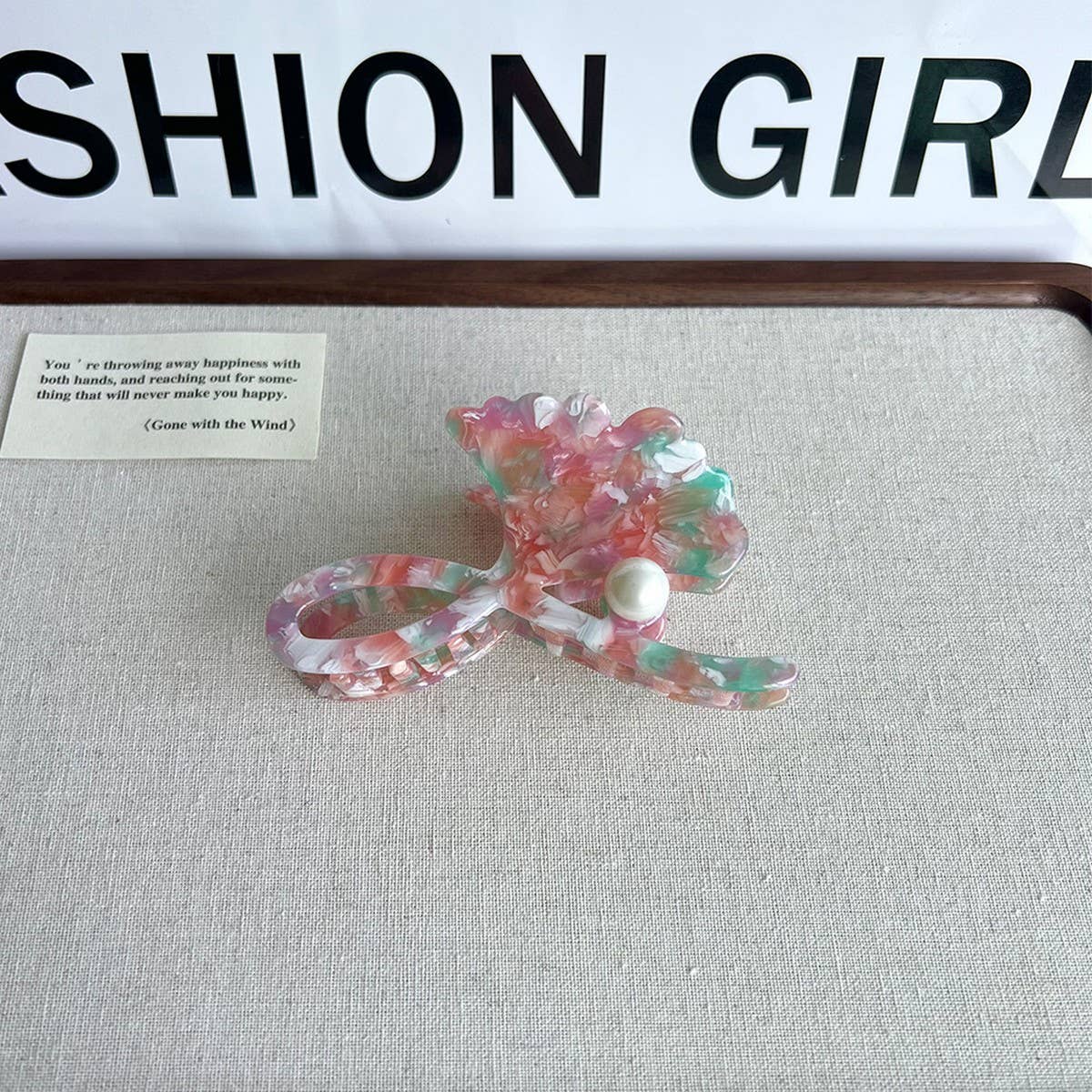 Ginkgo Leaf Pearl Acetate Hair Claw Clip for Women