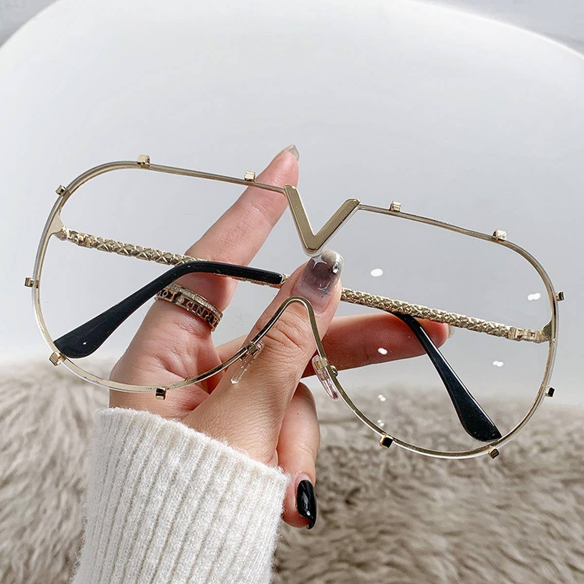 METAL FRAME ONE-PIECE LENSES SUNGLASSES