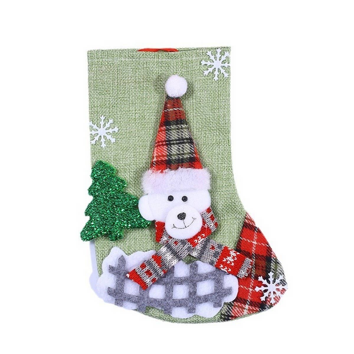 DECORATIVE BURLAP MEDIUM CHRISTMAS STOCKING