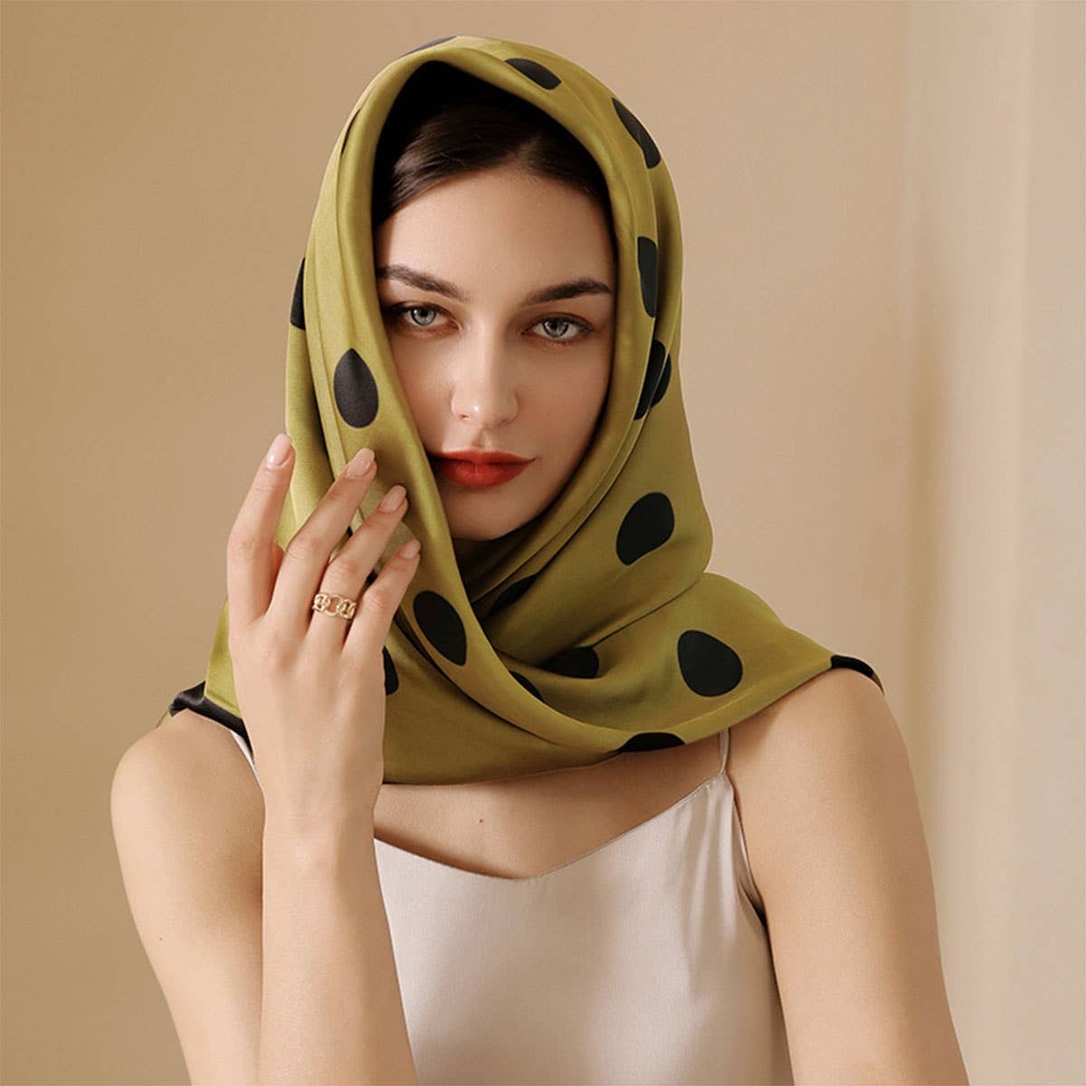Women?™s 35" Polka Dot Silky Wrap Neck Scarf