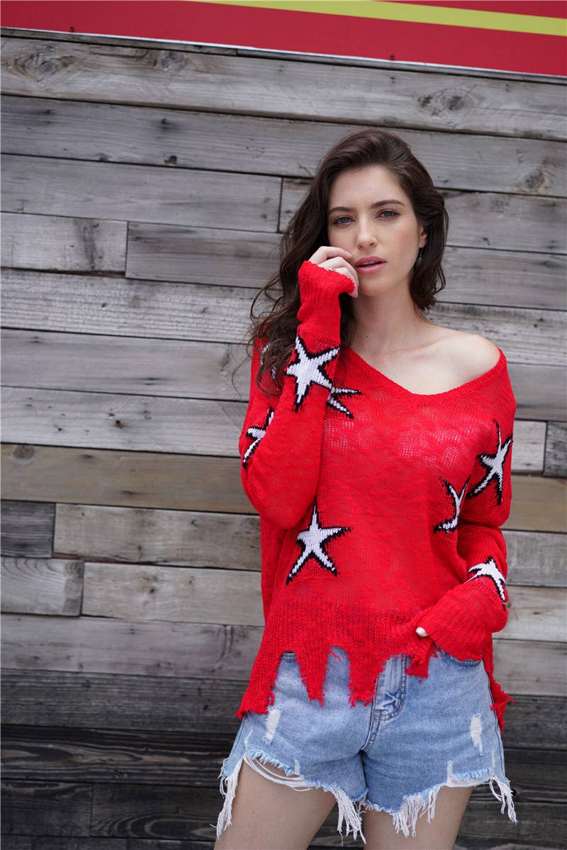 CREW NECK JUMPER GEOMETRIC LOOSE SWEATER_cwoswl2313