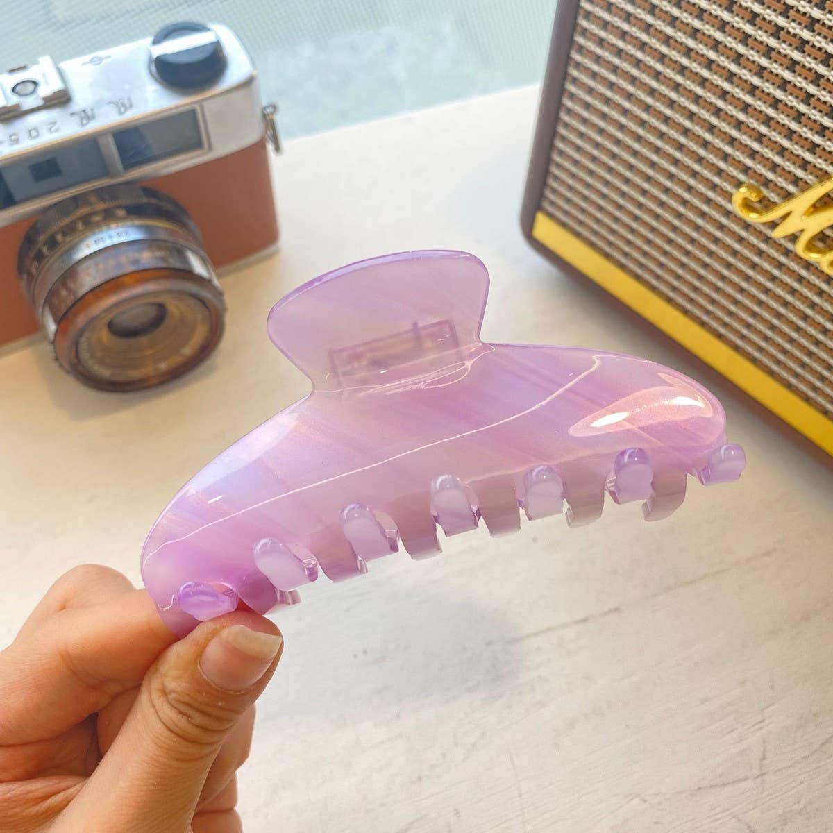 French Ink-Style Hair Claw, Large Jelly Color Clip