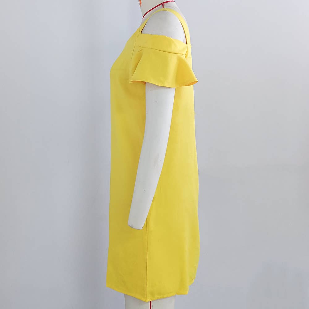 OFF-THE-SHOULDER SKIRT DRESS WITH WOODEN EARS