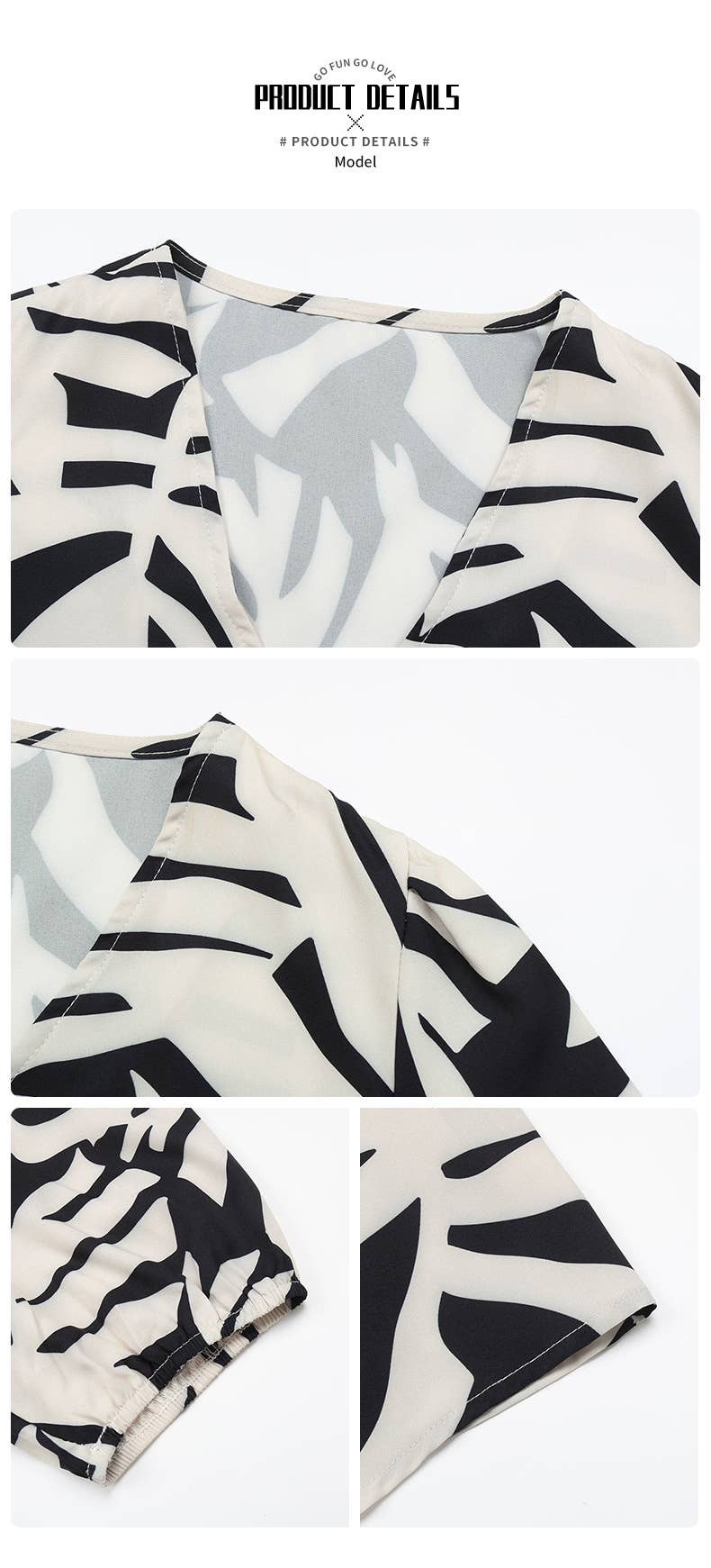 SHORT-SLEEVED PULLOVER V-NECK PRINTED SHIRT