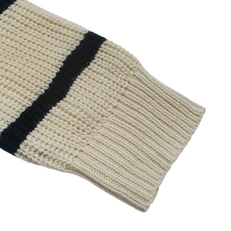 Striped jacquard single-breasted long cardigan