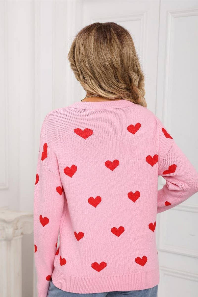 CWOSWL07578_PATCHWORK KNITTED VALENTINE'S DAY HEART SWEATER