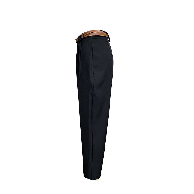 SOLID COLOR ALL-IN-ONE HIGH-WAISTED SUIT PANTS