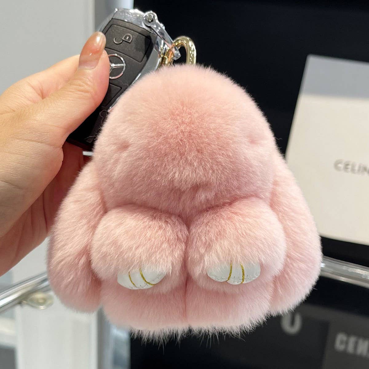 NEW MINI CUTE PLUSH BUNNY CAR KEYCHAIN PENDANT