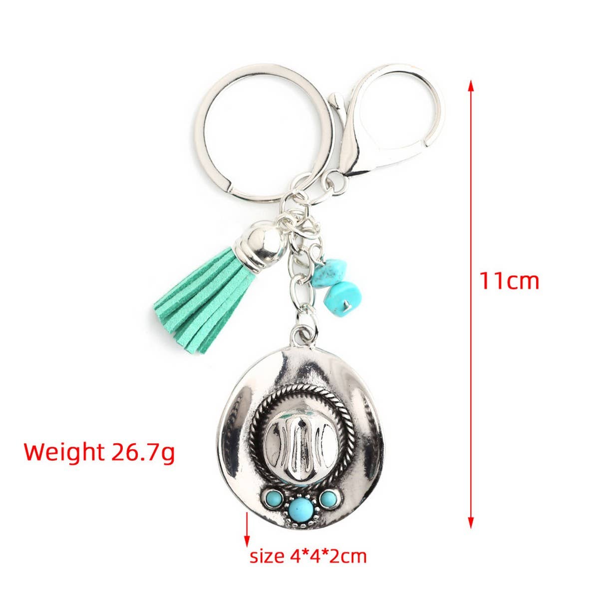 Boho Cowboy Hat Keychain with Vintage Western Charm_CWAB5083