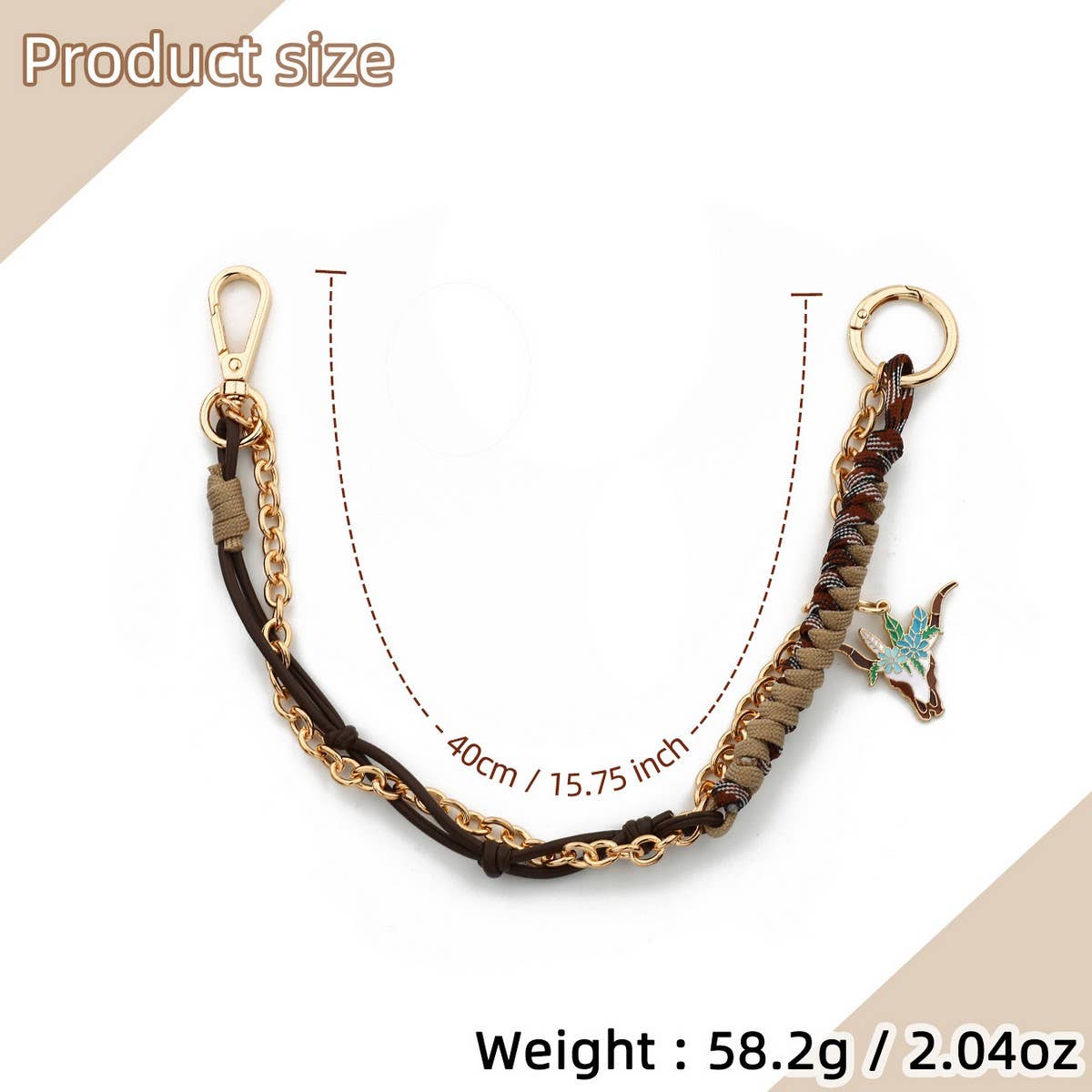 Handwoven Leather Keychain for Women¡¯s Bags_CUAB00438