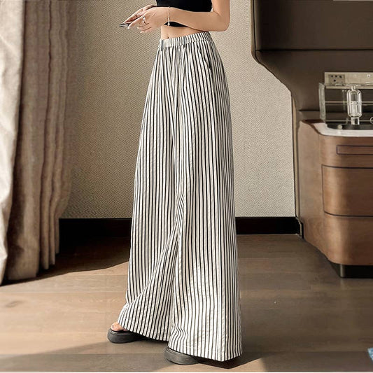 Loose casual print stripe with wide legs