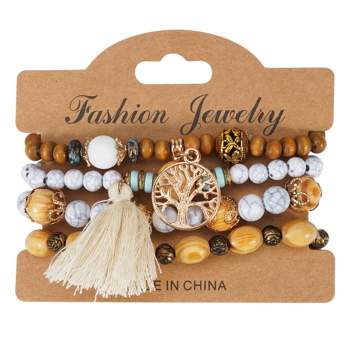 ROSE HANDMADE WOODEN BEAD BRACELET