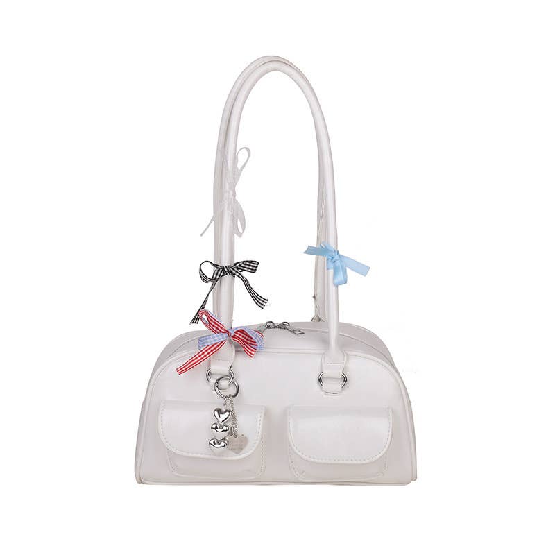 Fashionable bow-shaped glossy single-shoulder bag