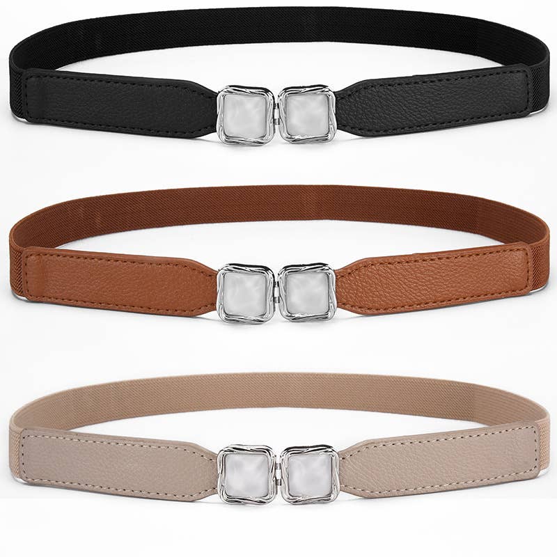 Metal hook buckle retro elastic fine belt