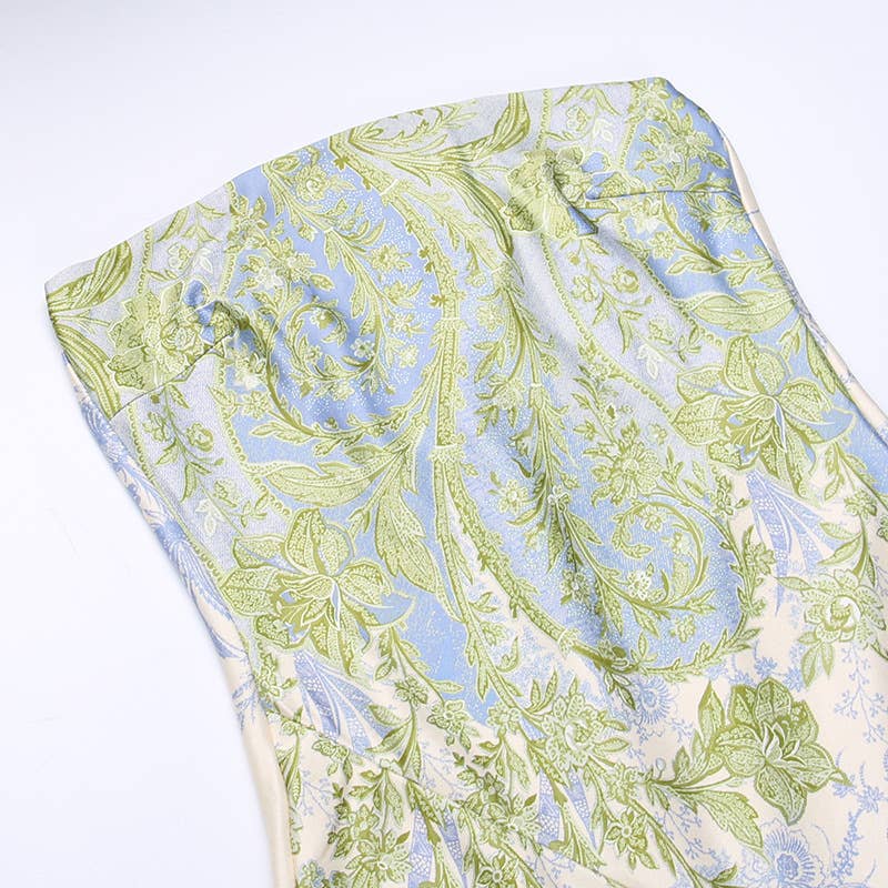 Elegant air mesh print slim-fit top dress