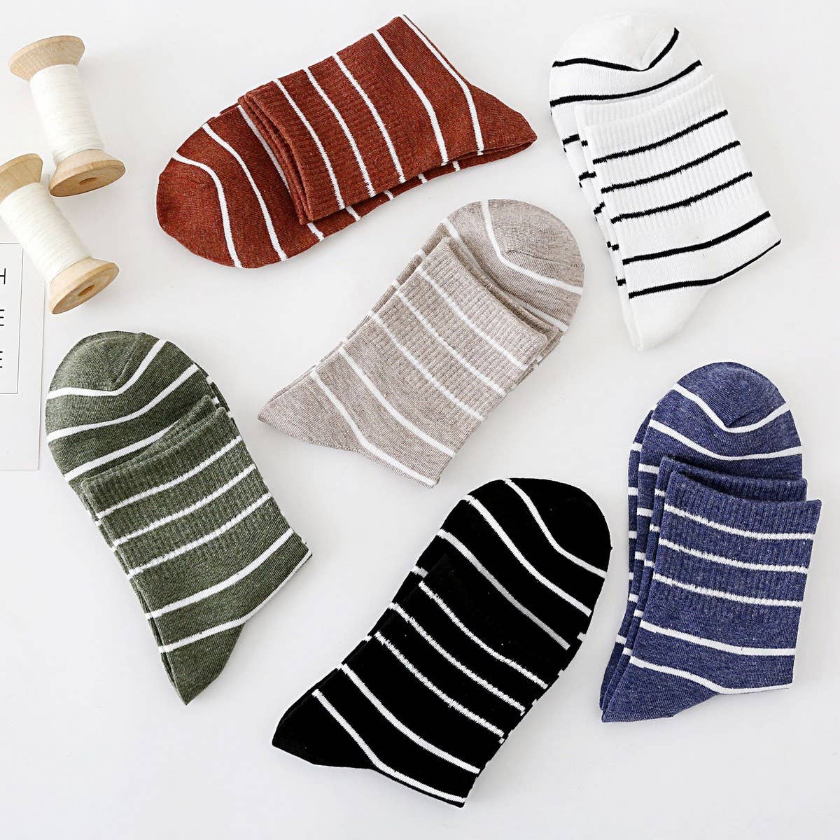 STRIPE CASUAL TRENDY CREW SOCKS_CWMS098