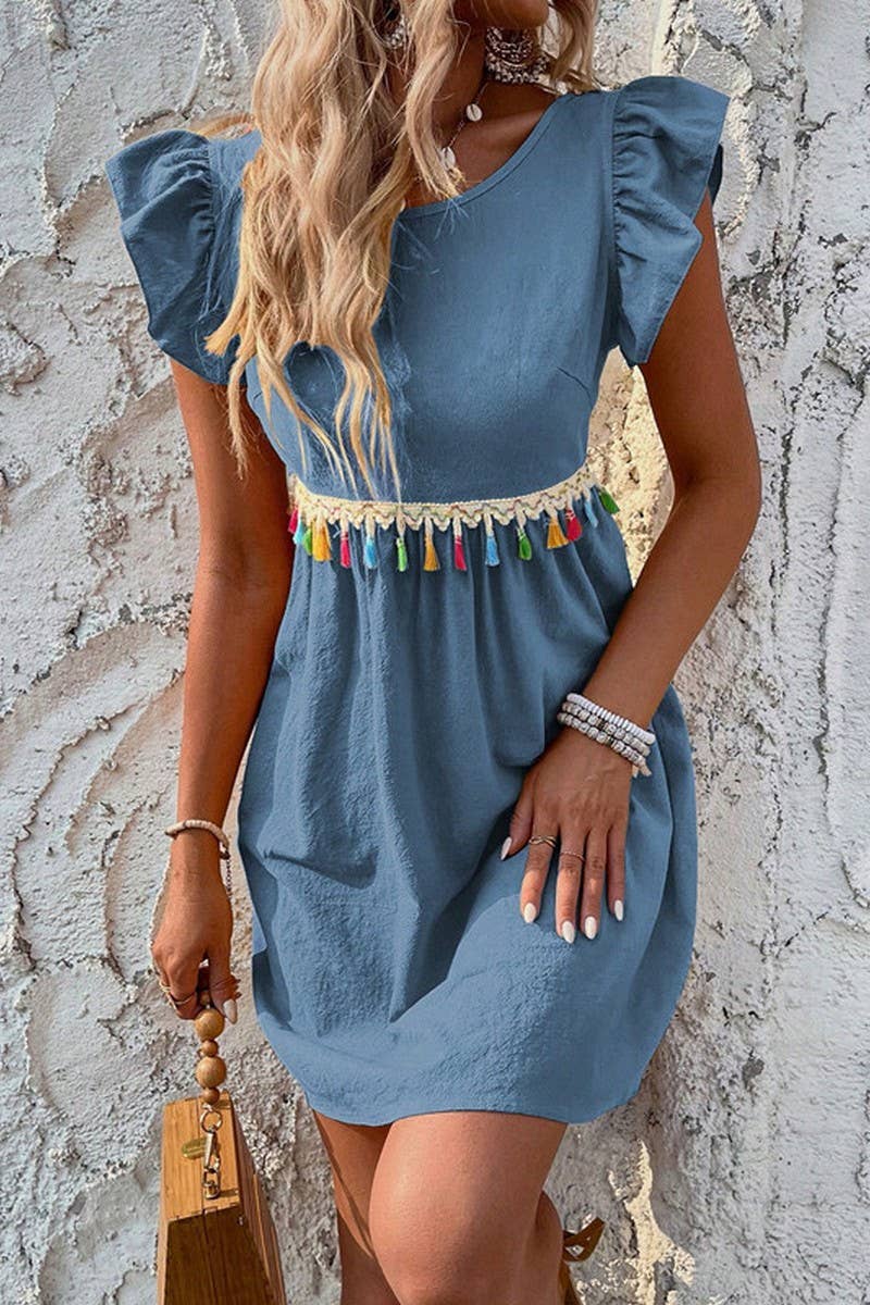 CWDSD8210_BOHEMIAN CASUAL HOLIDAY LACE PATCHWORK DRESS