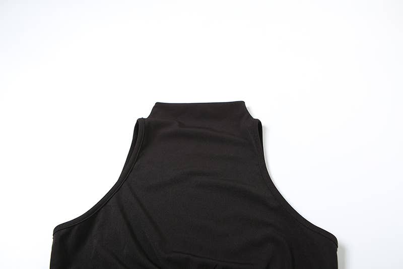 SEMI-HIGH NECK SEXY MIDRIFF HIP WRAP SLIM DRESS