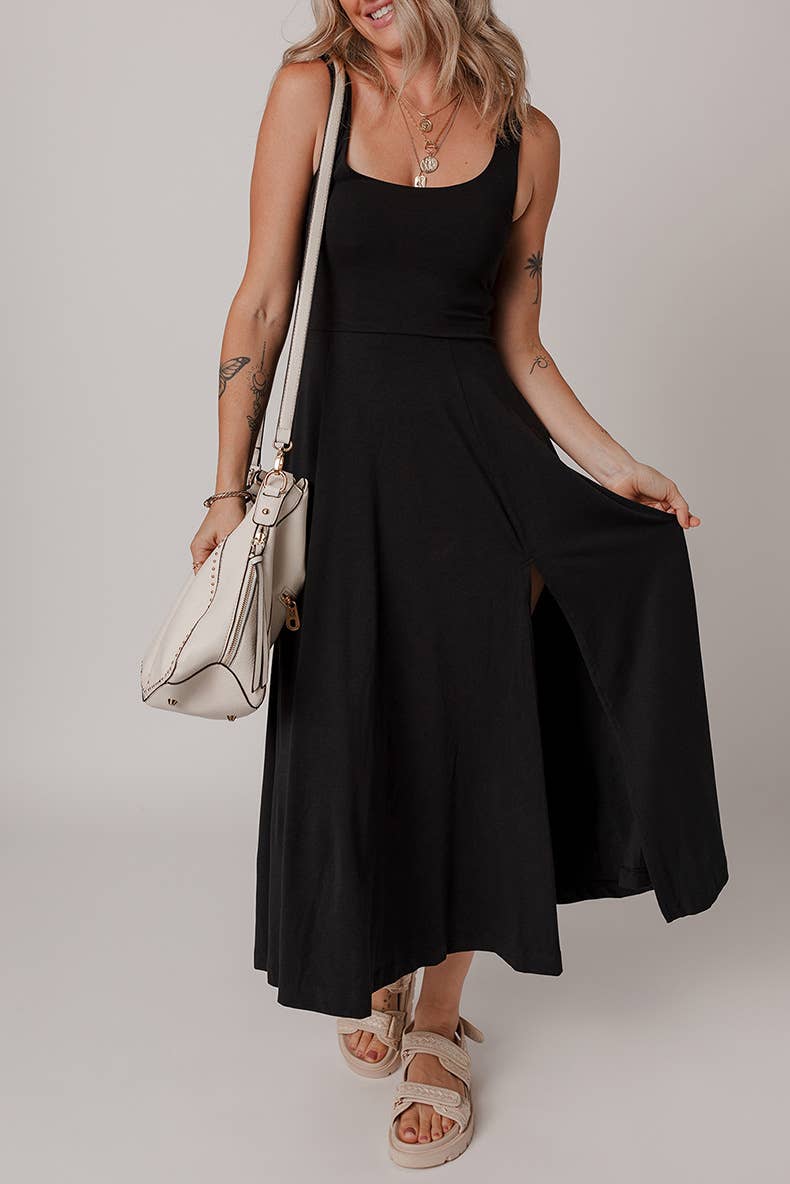 Elegant solid-color fashion sleeveless dress