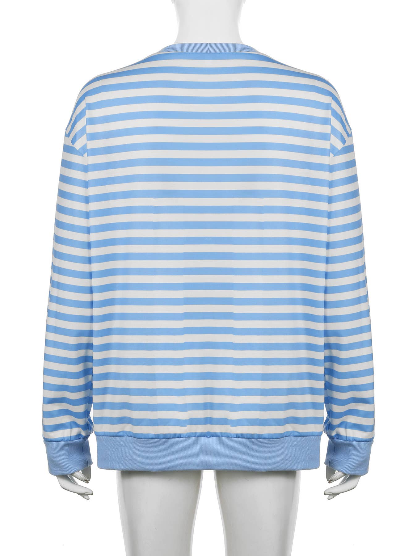 VINTAGE BLUE AND WHITE STRIPED LOOSE HOODIE