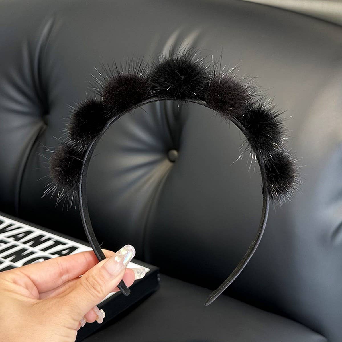 CUTE REAL MINK FUR BALL HEADBAND FUR HEADDRESS