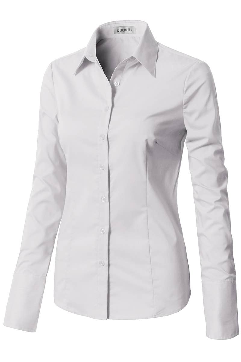 LADIES CASUAL LONG SLEEVE BUTTON UP SHIRT_CWTDSL027