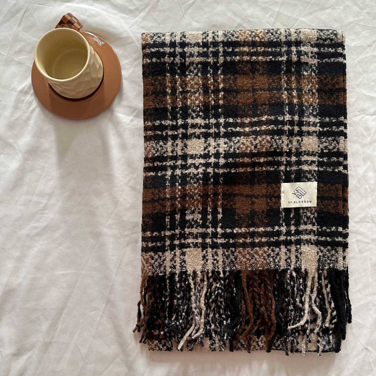Brown Check Scarf ??Thick Dual-use Winter Wrap_CWASC2299