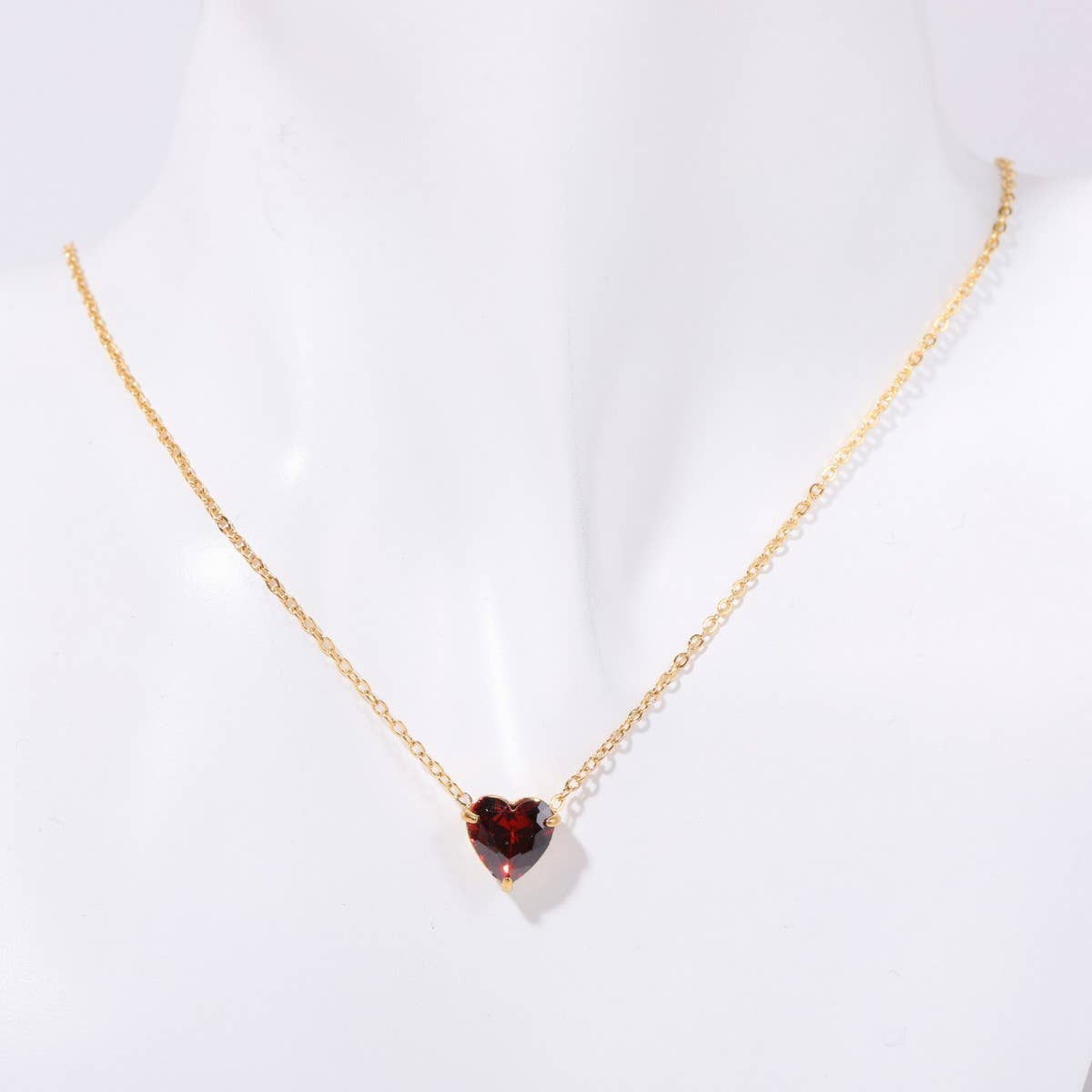 Stainless Steel Birthstone Heart Necklace_CWMM5667