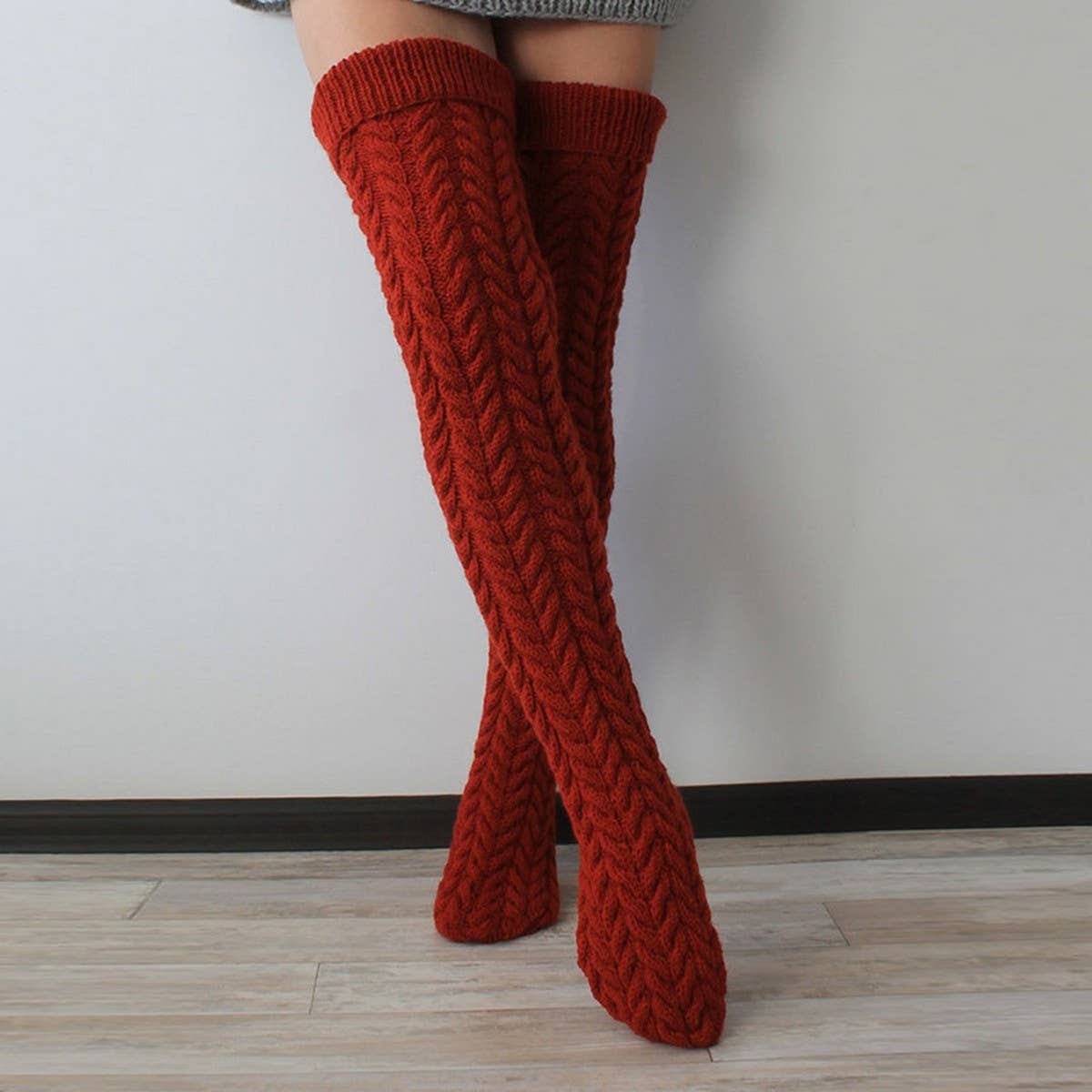 AUTUMN AND WINTER SOLID COLOR LONG KNEE SOCKS_CWMS0855
