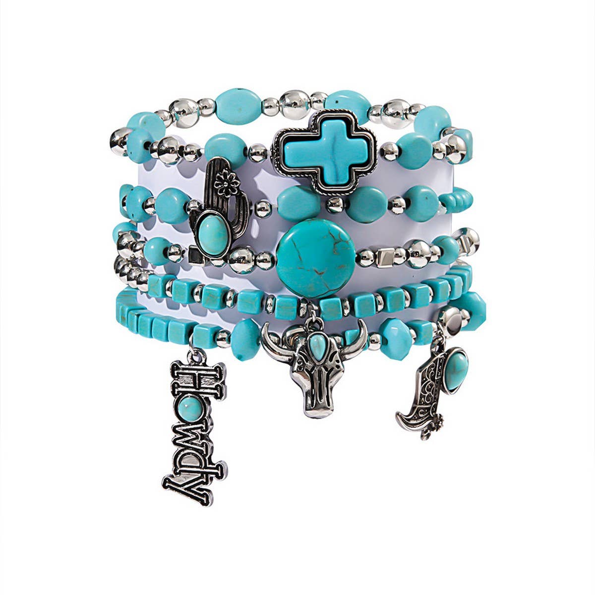 ETHNIC STYLE BULL HEAD CACTUS BRACELET SET