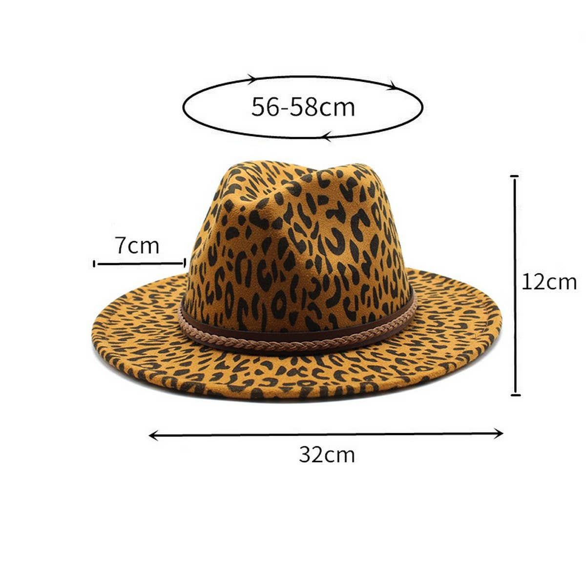 LEOPARD PRINT HAT JAZZ HAT WOOLEN HAT WIDE BRIM HAT_CWAH2604