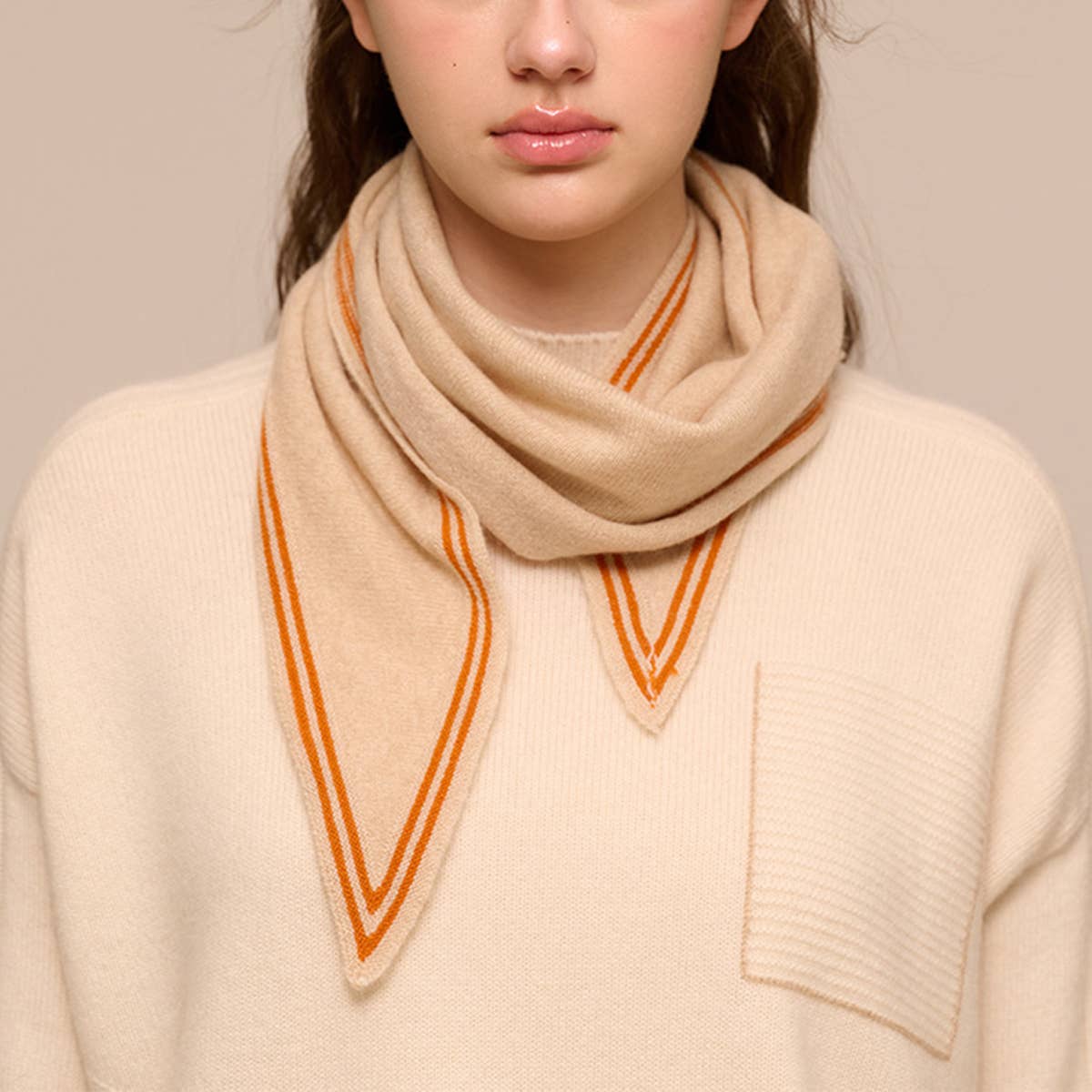 Lightweight Knit Wrap ? Soft Triangle Neck Scarf