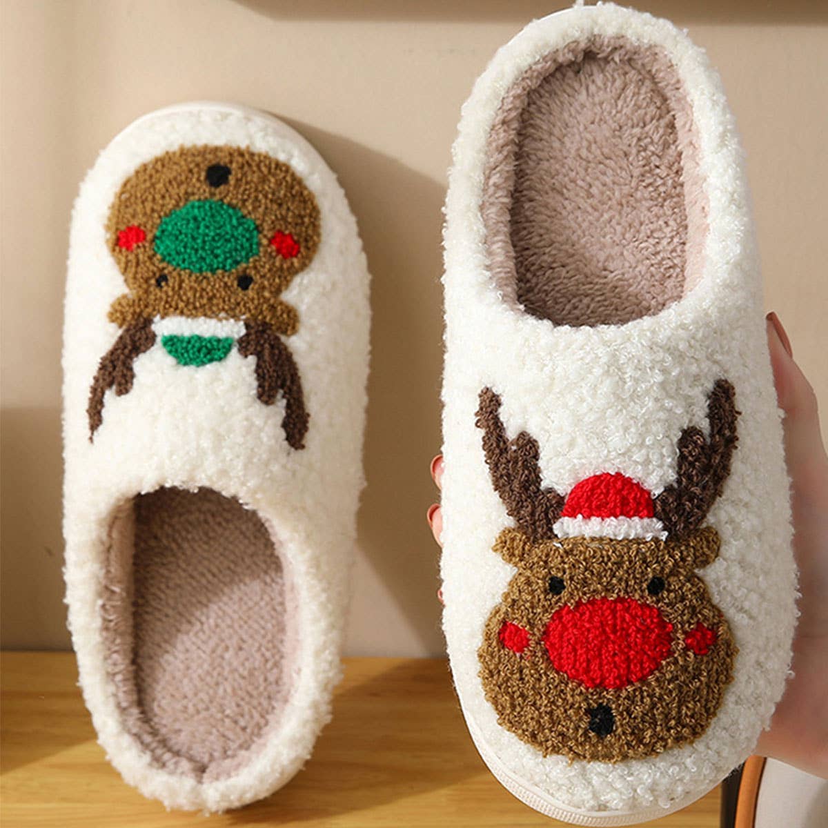 CHRISTMAS ELK NON-SLIP COTTON SLIPPERS