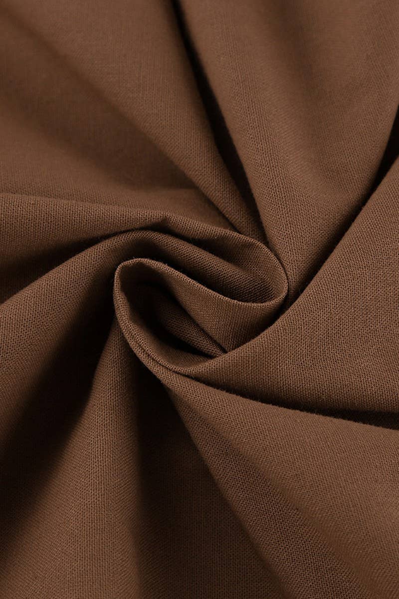 CWDMD6096_LINEN COTTON ASYMMETRICAL NECKLINE SHORT DRESS