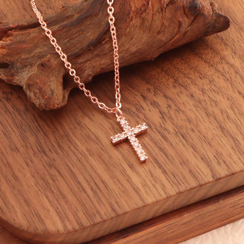 Cross necklace is a full diamond collarbone chain