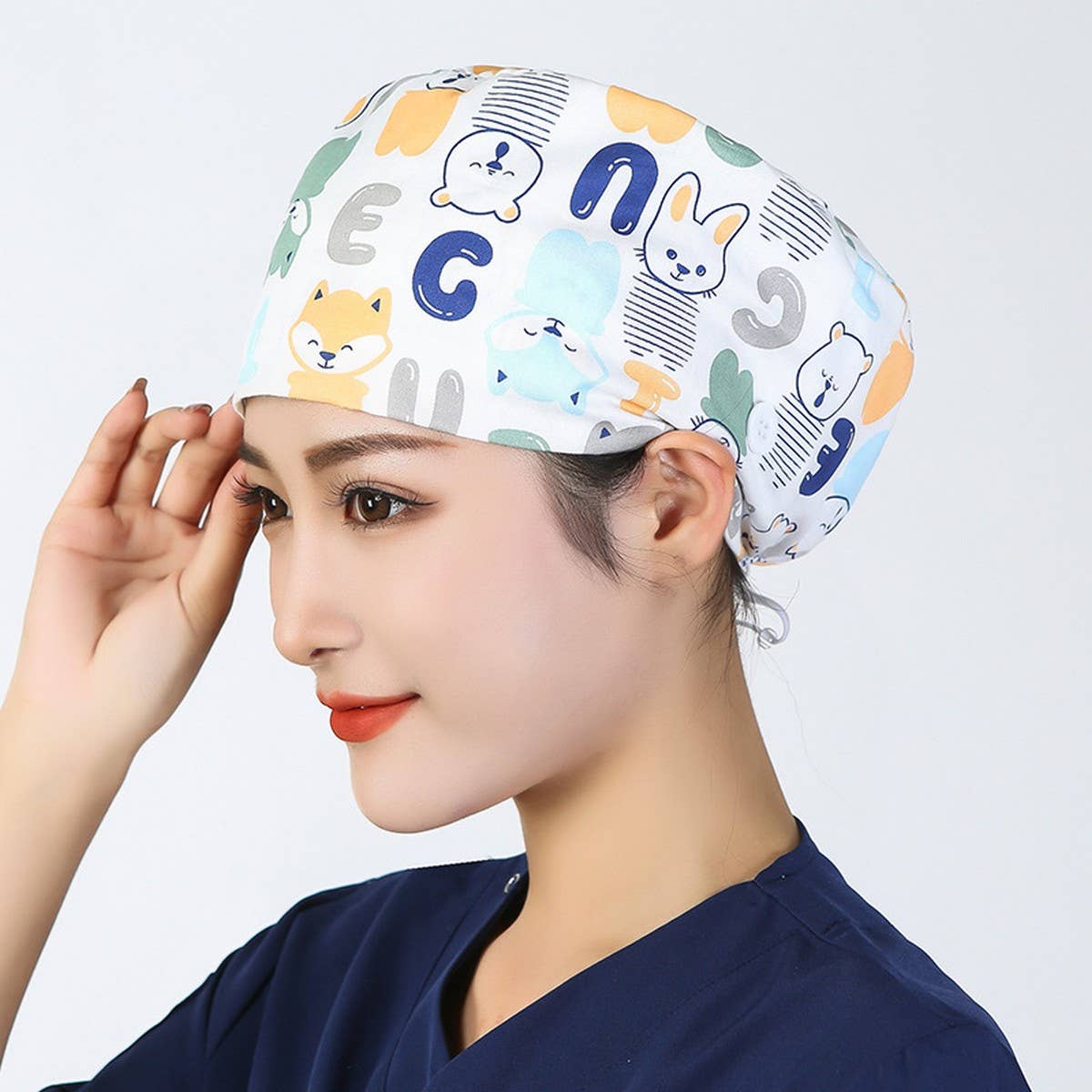 NURSE CAP OPERATING ROOM ADJUSTABLE ROUND CAP_CWAH3336