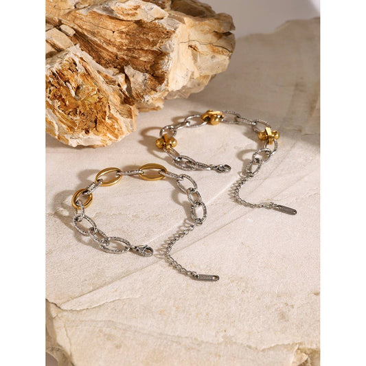 18K Gold Mixed Metal Hammered O-Link Chain_CWAJE4767